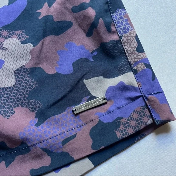 ARGYLE GRANT purple navy blue camo swim trunks
